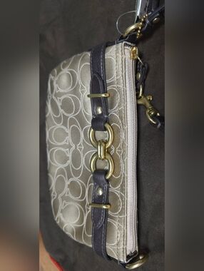 Coach Mini Purse Wristlet New NWT Clutch Bag Buckle Monogram Brown Leather Zip